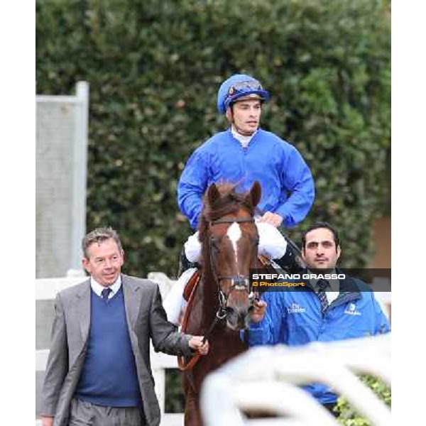 Silvestre De Sousa on Hunter\'s Light and Tommy Burns return home after winning the Gran Premio Roma GBI Racing Rome- Capannelle racecourse,4th nov.2012 ph.Stefano Grasso