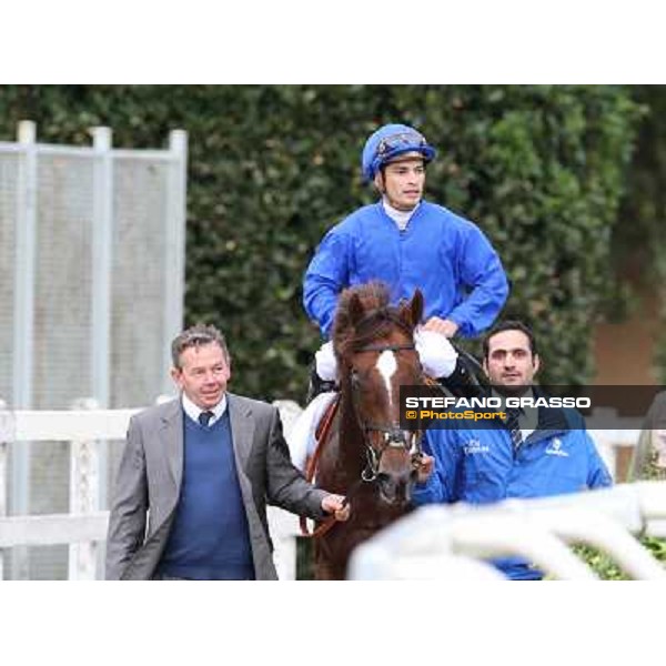 Silvestre De Sousa on Hunter\'s Light and Tommy Burns return home after winning the Gran Premio Roma GBI Racing Rome- Capannelle racecourse,4th nov.2012 ph.Stefano Grasso