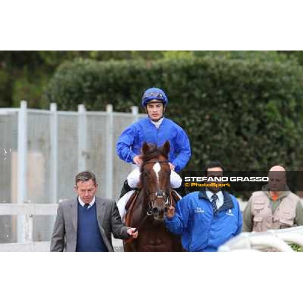 Silvestre De Sousa on Hunter\'s Light and Tommy Burns return home after winning the Gran Premio Roma GBI Racing Rome- Capannelle racecourse,4th nov.2012 ph.Stefano Grasso