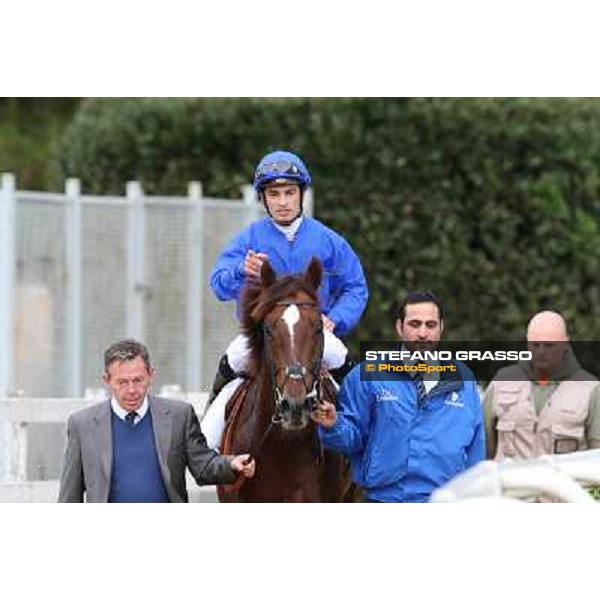 Silvestre De Sousa on Hunter\'s Light and Tommy Burns return home after winning the Gran Premio Roma GBI Racing Rome- Capannelle racecourse,4th nov.2012 ph.Stefano Grasso