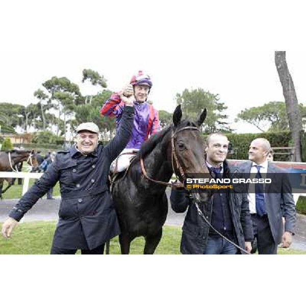 Olivier Peslier and Grand Treasure\'s winning connection of the Premio Criterium Femminile Rome- Capannelle racecourse,4th nov.2012 ph.Stefano Grasso