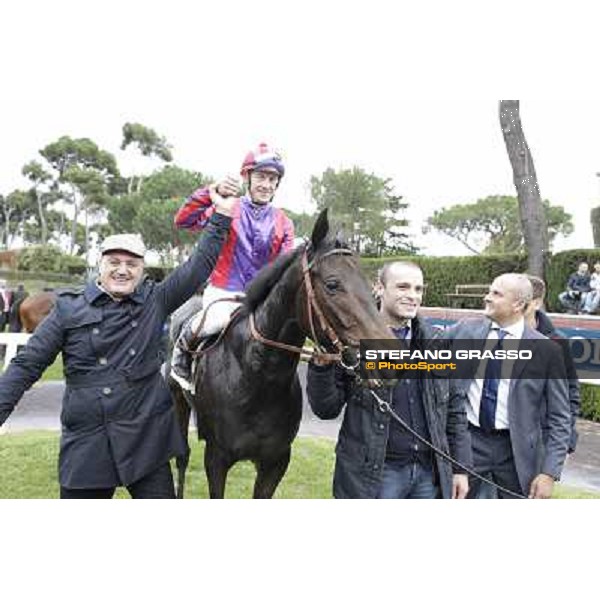 Olivier Peslier and Grand Treasure\'s winning connection of the Premio Criterium Femminile Rome- Capannelle racecourse,4th nov.2012 ph.Stefano Grasso