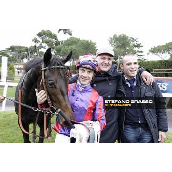 Olivier Peslier and Grand Treasure\'s winning connection of the Premio Criterium Femminile Rome- Capannelle racecourse,4th nov.2012 ph.Stefano Grasso