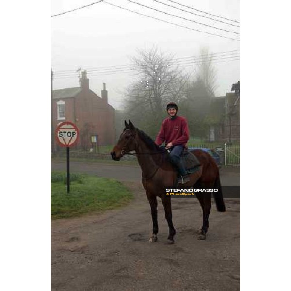 Dr. Philip Pritchard on Happy Hussar going to morning works at Purton, Gloucestershire 19th march 2005 Ph. Stefano Grasso