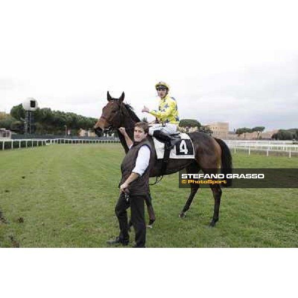Stephane Pasquier on King Air after winning the Premio Ribot Rome- Capannelle racecourse,4th nov.2012 ph.Stefano Grasso