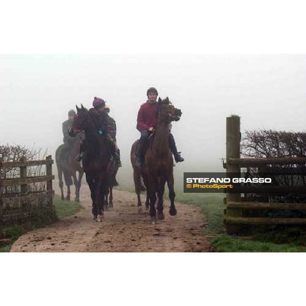Dr. Philip Pritchard leads his stable staff during morning works at Purton, Gloucestershire 19th march 2005 Ph. Stefano Grasso