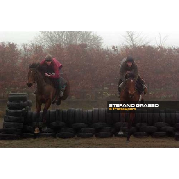 Dr. Philip Pritchard (right) and Oliver Dayman training at Timber Pond Racing Purton, Gloucestershire 19th march 2005 Ph. Stefano Grasso