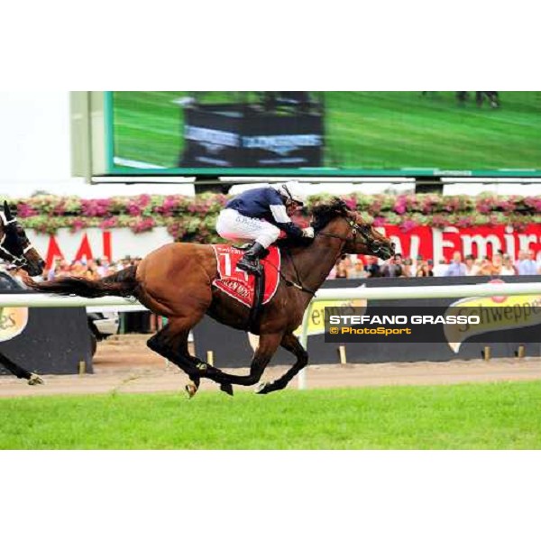 Green Moon, Brett Prebble up, wins the Melbourne Cup Melbourne - Flemington racecourse,6th nov.2012 ph.Peeo Ploff