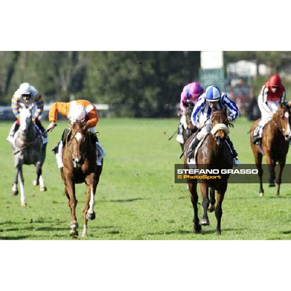 Claudio Colombi on Landinium (right) at last few meters to the line of the Premio Regione Toscana at his left Rock of Angels San Rossore racetrack Pisa, 28th march 2005 ph. Stefano Grasso