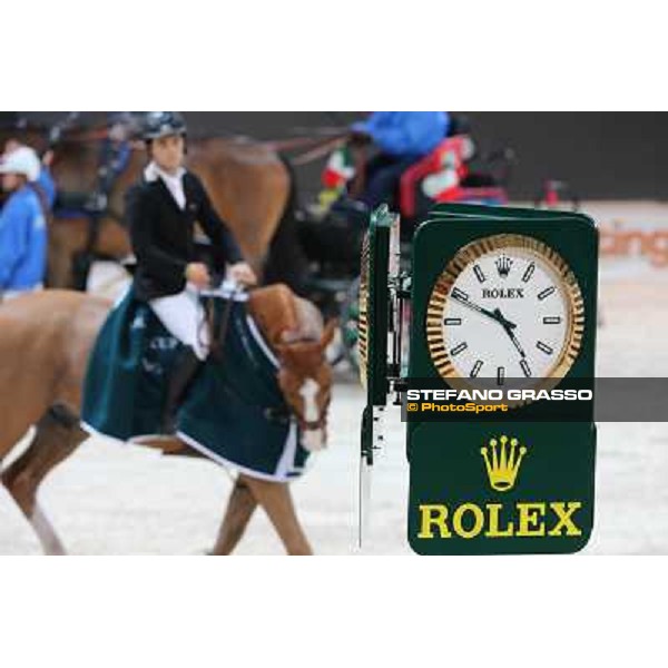 The Rolex watch and Sergio Alvarez Moya on Zipper Rolex Fei World Cup Jumping Verona Fieracavalli 2012 Verona,11th nov.2012 ph.Stefano Grasso
