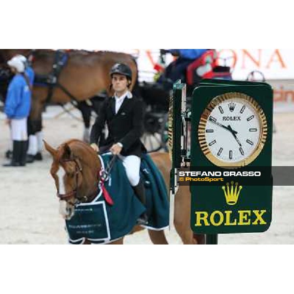 The Rolex watch and Sergio Alvarez Moya on Zipper Rolex Fei World Cup Jumping Verona Fieracavalli 2012 Verona,11th nov.2012 ph.Stefano Grasso