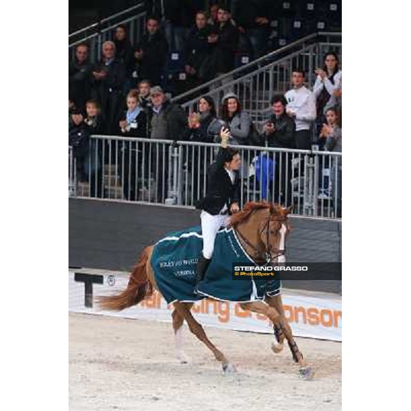 Sergio Alvarez Moya parades on Zipper after winning the Rolex Fei World Cup Jumping Verona Fieracavalli 2012 Verona,11th nov.2012 ph.Stefano Grasso