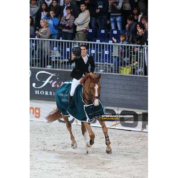 Sergio Alvarez Moya parades on Zipper after winning the Rolex Fei World Cup Jumping Verona Fieracavalli 2012 Verona,11th nov.2012 ph.Stefano Grasso