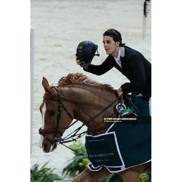 Sergio Alvarez Moya parades on Zipper after winning the Rolex Fei World Cup Jumping Verona Fieracavalli 2012 Verona,11th nov.2012 ph.Stefano Grasso