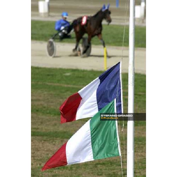 Torino Ippodromo di Vinovo bandiere a mezz\'asta in segno di lutto per la morte di Papa Giovanni Paolo II Vinovo 4 aprile 2004 ph. Stefano Grasso