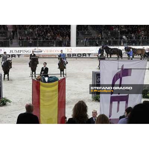 The prize giving ceremony for Sergio Alvarez Moya and Zipper Rolex Fei World Cup Jumping Verona Fieracavalli 2012 Verona,11th nov.2012 ph.Stefano Grasso