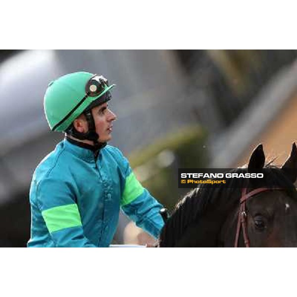 Andrea Atzeni on Dogma Noir enters the track before winning the Premio Unire Rome - Capannelle racecourse,23rd dec.2012 ph.Stefano Grasso