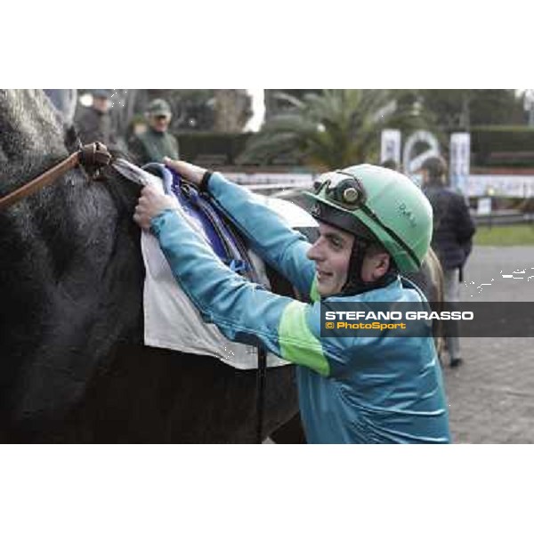 Andrea Atzeni after winning the Premio Unire Rome - Capannelle racecourse,23rd dec.2012 ph.Stefano Grasso