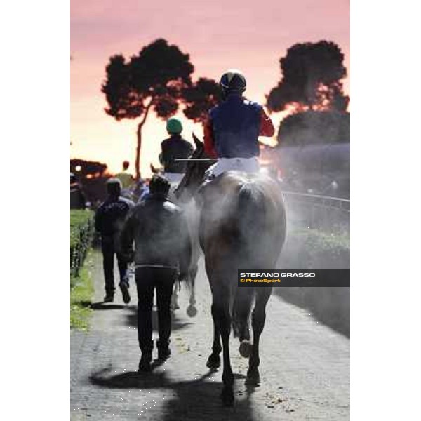 The horses and jockeys of the Premio Unire return home after the race Rome - Capannelle racecourse,23rd dec.2012 ph.Stefano Grasso