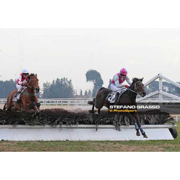Frammassone,Josef Van jr. up, goes to win the Premio Antonio Spinetti beating Sol Invictus, Dirk Fuhrmann up Rome,8th jan.2013 ph.Stefano Grasso