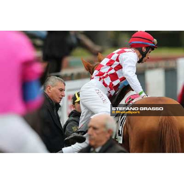 Paolo Favero with Raffaele Romano and Serica winners of the Premio Criterium D\'Inverno Rome, Capannelle racecourse, 12th january 2013 ph.Stefano Grasso