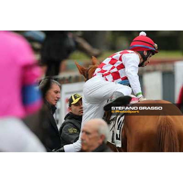 Paolo Favero with Raffaele Romano and Serica winners of the Premio Criterium D\'Inverno Rome, Capannelle racecourse, 12th january 2013 ph.Stefano Grasso