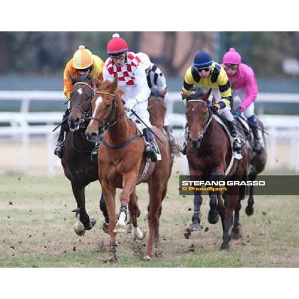 Raffaele Romano and Serica winners of the Premio Criterium D\'Inverno Rome, Capannelle racecourse, 12th january 2013 ph.Stefano Grasso
