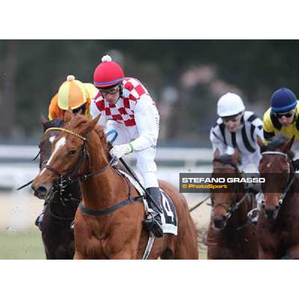 Raffaele Romano and Serica winners of the Premio Criterium D\'Inverno Rome, Capannelle racecourse, 12th january 2013 ph.Stefano Grasso