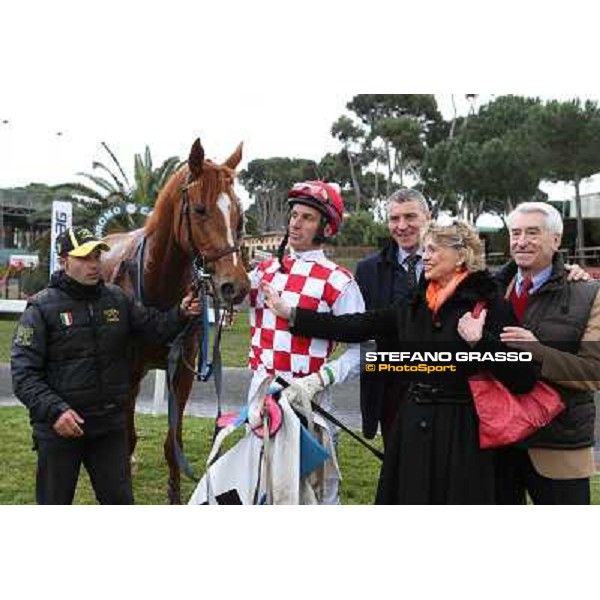 Raffaele Romano, Paolo Favero,Serica and his owners winners of the Premio Criterium D\'Inverno Rome, Capannelle racecourse, 12th january 2013 ph.Stefano Grasso