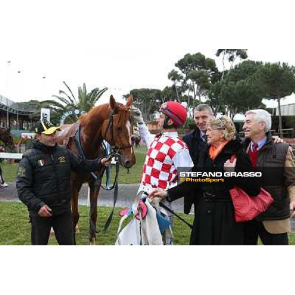 Raffaele Romano, Paolo Favero,Serica and his owners winners of the Premio Criterium D\'Inverno Rome, Capannelle racecourse, 12th january 2013 ph.Stefano Grasso