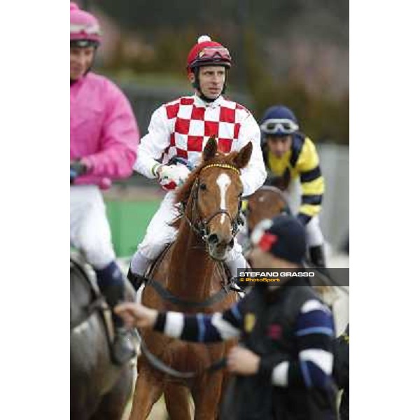 Raffaele Romano and Serica after winning the Premio Criterium D\'Inverno Rome, Capannelle racecourse, 12th january 2013 ph.Stefano Grasso