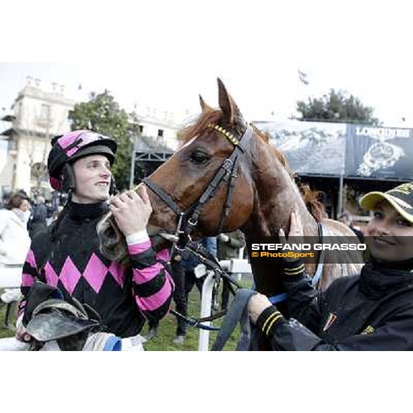 Josef Bartos celebrates Cross Fade in the winner circle of the 65° Gran Corsa di Siepi di Roma Rome, Capannelle racecourse, 19th january 2013 ph.Stefano Grasso
