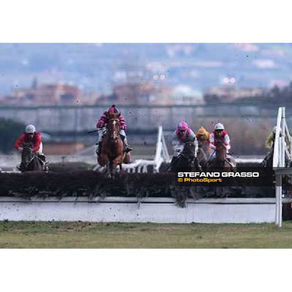Josef Bartos and Cross Fade win the 65° Gran Corsa di Siepi di Roma. Josef Vana jr. and Frammassone are 2nd Rome, Capannelle racecourse, 19th january 2013 ph.Stefano Grasso