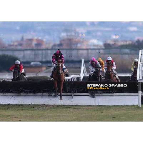 Josef Bartos and Cross Fade win the 65° Gran Corsa di Siepi di Roma. Josef Vana jr. and Frammassone are 2nd Rome, Capannelle racecourse, 19th january 2013 ph.Stefano Grasso