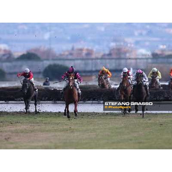 Josef Bartos and Cross Fade win the 65° Gran Corsa di Siepi di Roma. Josef Vana jr. and Frammassone are 2nd Rome, Capannelle racecourse, 19th january 2013 ph.Stefano Grasso