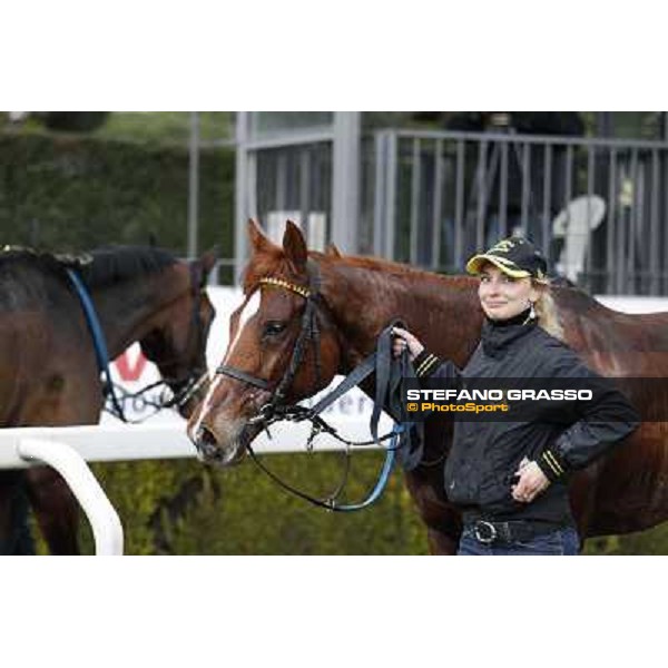 Cross Fade parades with his groom after winning the 65° Gran Corsa di Siepi di Roma Rome, Capannelle racecourse, 19th january 2013 ph.Stefano Grasso