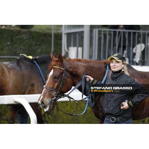 Cross Fade parades with his groom after winning the 65° Gran Corsa di Siepi di Roma Rome, Capannelle racecourse, 19th january 2013 ph.Stefano Grasso