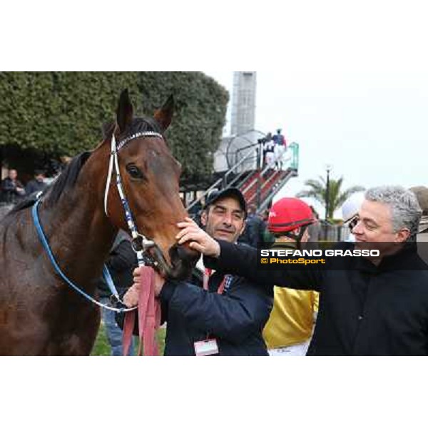 Noble Hacky and Andrea Scarpellini after winning the Premio Matahawk Rome, Capannelle racecourse, 1st march 2012 ph.Stefano Grasso