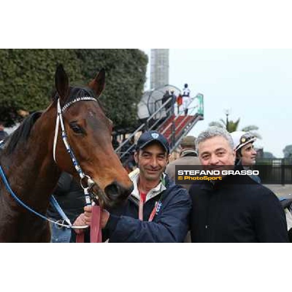 Noble Hacky and Andrea Scarpellini after winning the Premio Matahawk Rome, Capannelle racecourse, 1st march 2012 ph.Stefano Grasso