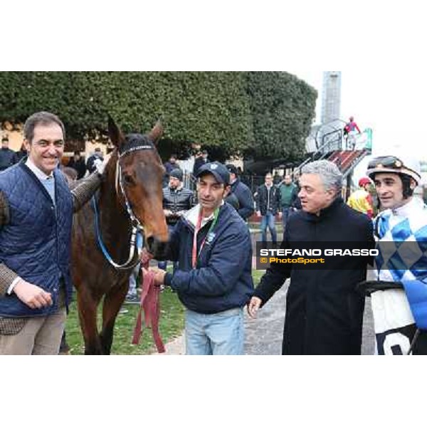 Noble Hacky,Andrea Scarpellini,Luigi Riccardi and Fabio Branca after winning the Premio Matahawk Rome, Capannelle racecourse, 1st march 2012 ph.Stefano Grasso