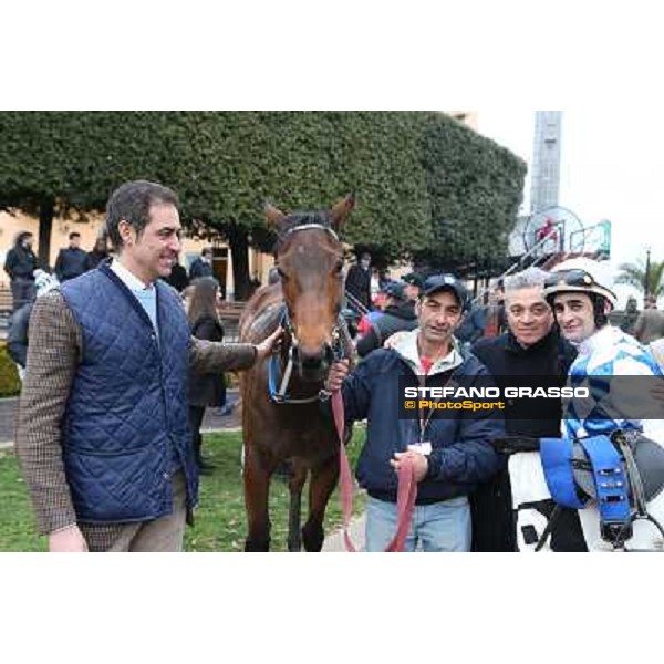 Noble Hacky,Andrea Scarpellini,Luigi Riccardi and Fabio Branca after winning the Premio Matahawk Rome, Capannelle racecourse, 1st march 2012 ph.Stefano Grasso
