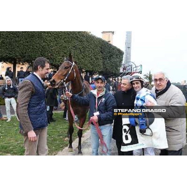 Noble Hacky,Andrea Scarpellini,Luigi Riccardi and Fabio Branca after winning the Premio Matahawk Rome, Capannelle racecourse, 1st march 2012 ph.Stefano Grasso