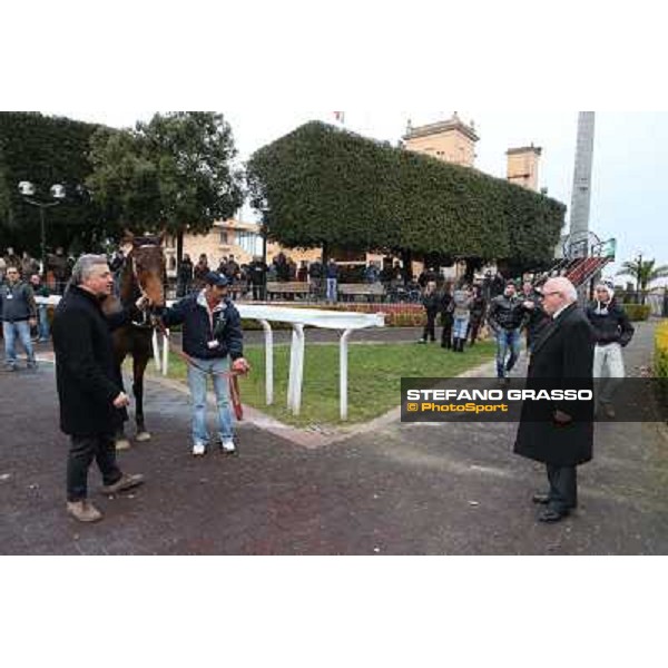 Noble Hacky,Andrea and Sergio Scarpellini after winning the Premio Matahawk Rome, Capannelle racecourse, 1st march 2012 ph.Stefano Grasso