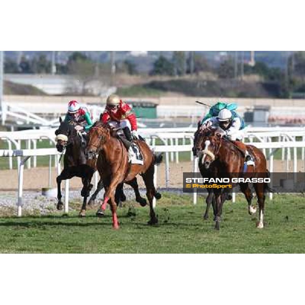 Salvatore Sulas and Teixidor win the Premio Sirlad Rome, Capannelle racecourse, 10th march 2013 ph.Stefano Grasso