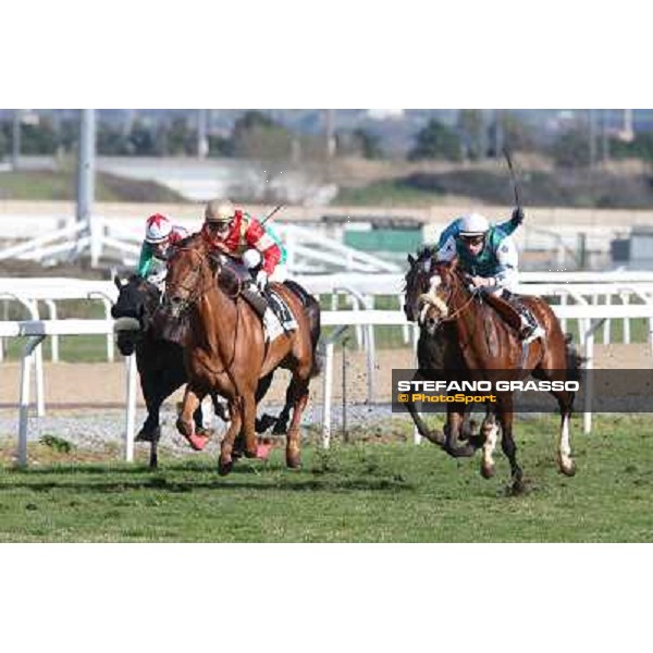 Salvatore Sulas and Teixidor win the Premio Sirlad Rome, Capannelle racecourse, 10th march 2013 ph.Stefano Grasso