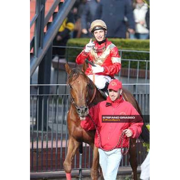 Salvatore Sulas and Teixidor win the Premio Sirlad Rome, Capannelle racecourse, 10th march 2013 ph.Stefano Grasso