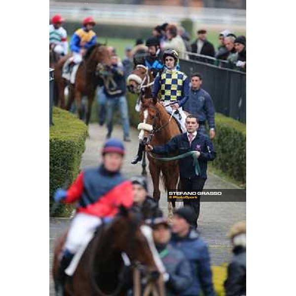 Charity Line,Fabio Branca up, Stefano Botti and Jonathan Bacci after winning the Premio Nannoccia Roma - Capannelle racecourse, 17th march 2013 ph.Stefano Grasso