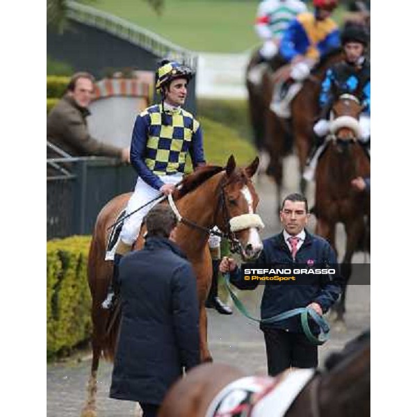 Charity Line,Fabio Branca up, Stefano Botti and Jonathan Bacci after winning the Premio Nannoccia Roma - Capannelle racecourse, 17th march 2013 ph.Stefano Grasso
