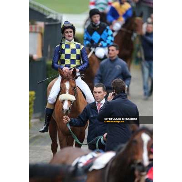 Charity Line,Fabio Branca up, Stefano Botti and Jonathan Bacci after winning the Premio Nannoccia Roma - Capannelle racecourse, 17th march 2013 ph.Stefano Grasso