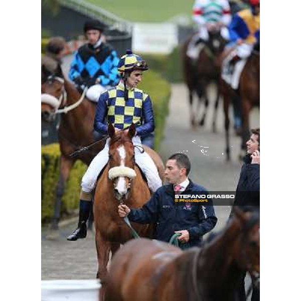 Charity Line,Fabio Branca up, Stefano Botti and Jonathan Bacci after winning the Premio Nannoccia Roma - Capannelle racecourse, 17th march 2013 ph.Stefano Grasso